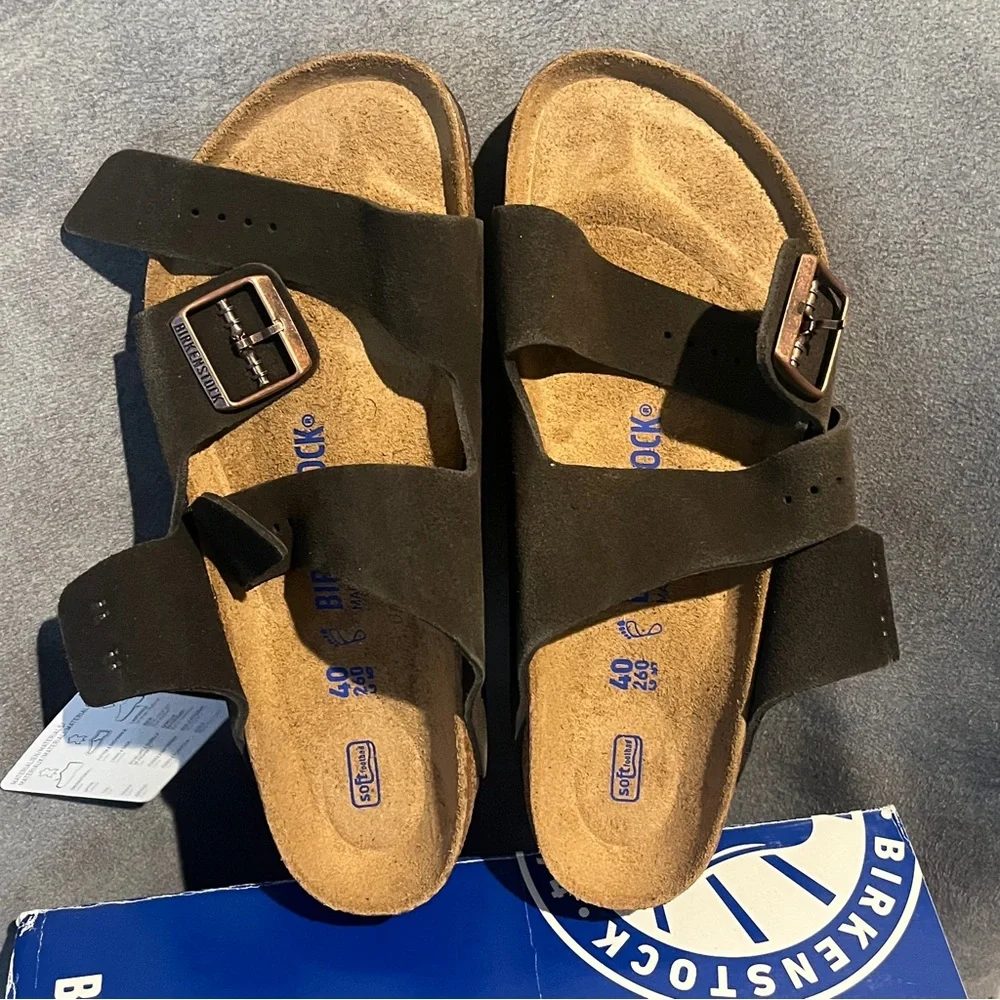 Birkenstock Women’s Arizona Sandals Mocha Suede Soft Footbed Size 9 US - Picture 3 of 16